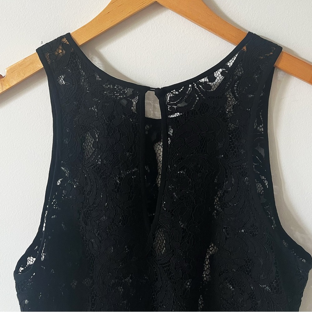 Aritzia Wilfred Black Lace Silk Trim Sleeveless Sheer Blouse XS Romantic Elegant - Picture 4 of 15
